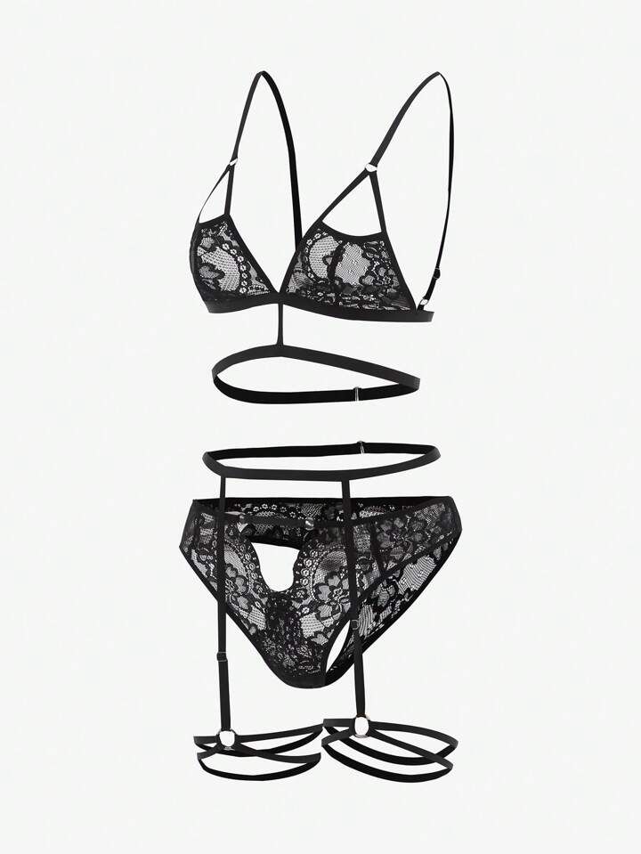 Floral Lace Garter Lingerie