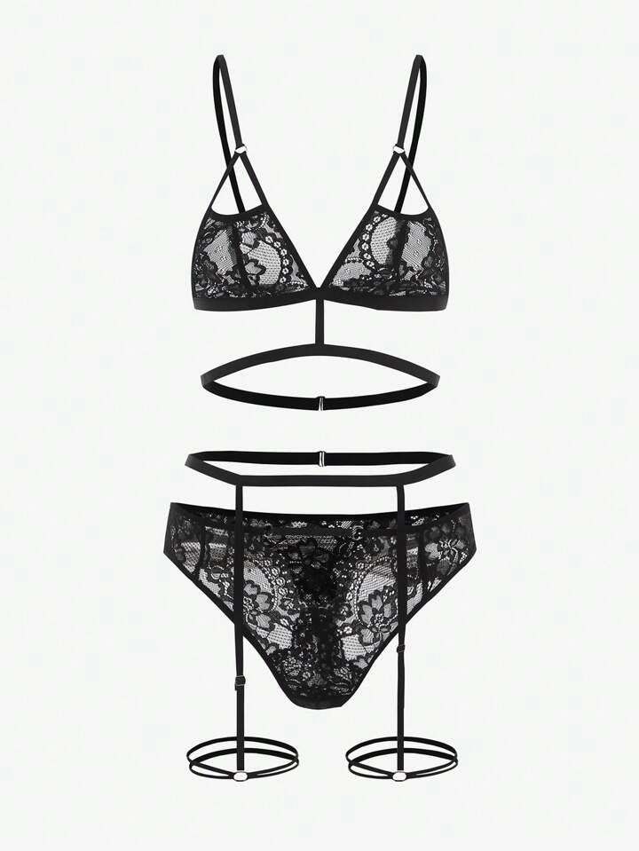 Floral Lace Garter Lingerie
