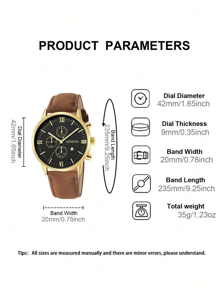1pc Men's Fashionable Quartz Watch