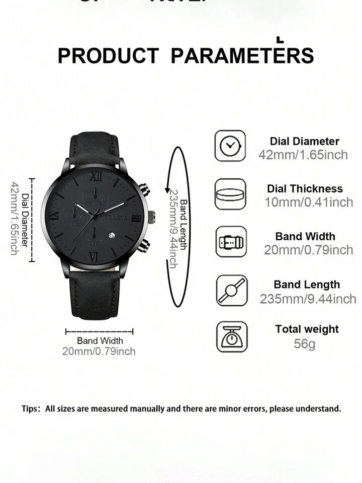 1pc Men's Fashionable Round Quartz