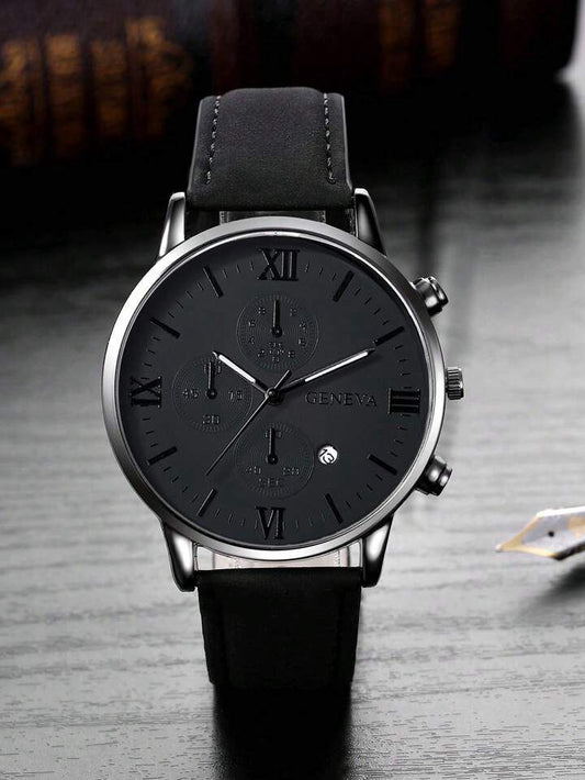 1pc Men's Fashionable Round Quartz