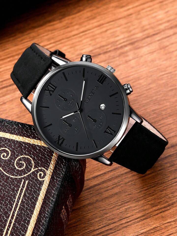 1pc Men's Fashionable Round Quartz