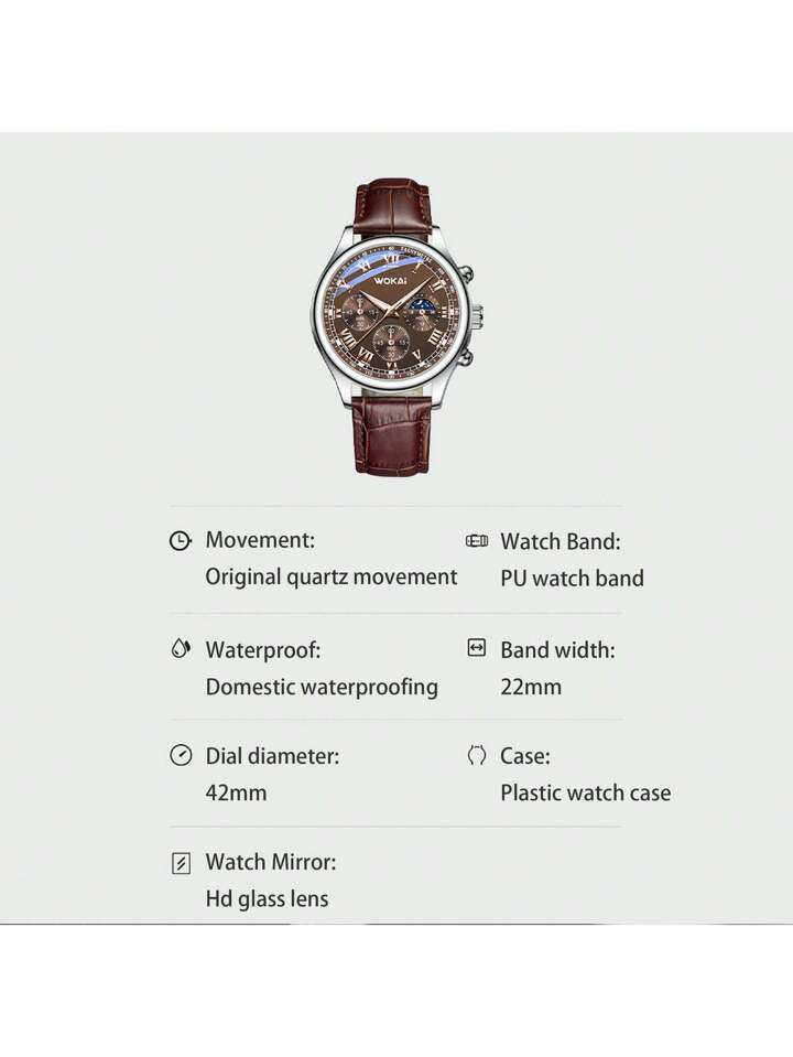 1pc Men Business Quartz Wristwatch