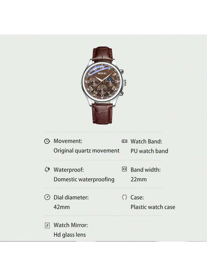 1pc Men Business Quartz Wristwatch